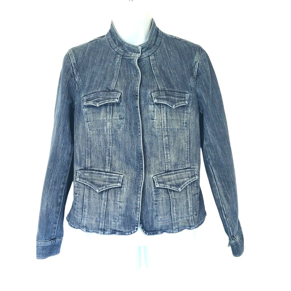 Sigrid Olsen Collection Womens‎ Denim Jacket Size 8 Blue Long Sleeve Stretch